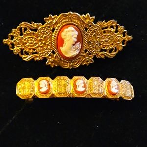 Cameo hair barrettes